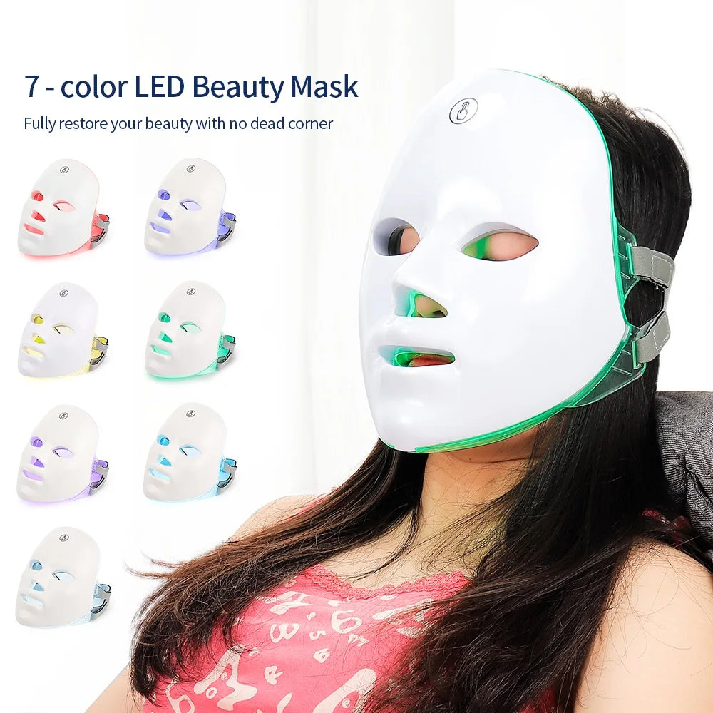 Phoenix Glow 7 Colours LED Light Facial Mask with Neck
