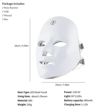 Phoenix Glow 7 Colours LED Light Facial Mask with Neck