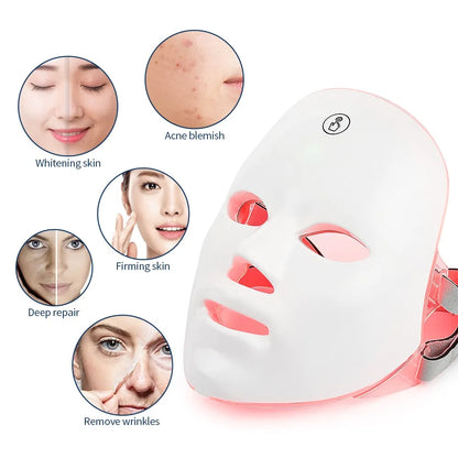 Phoenix Glow 7 Colours LED Light Facial Mask with Neck