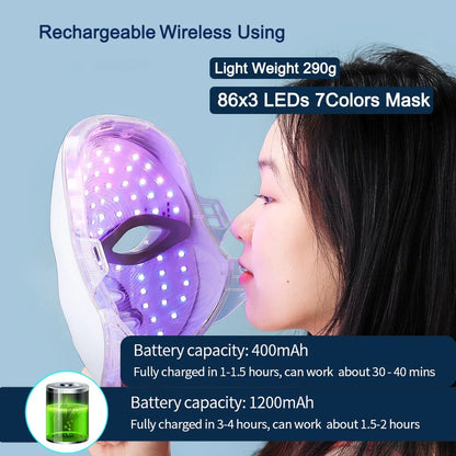 Phoenix Glow 7 Colours LED Light Facial Mask with Neck