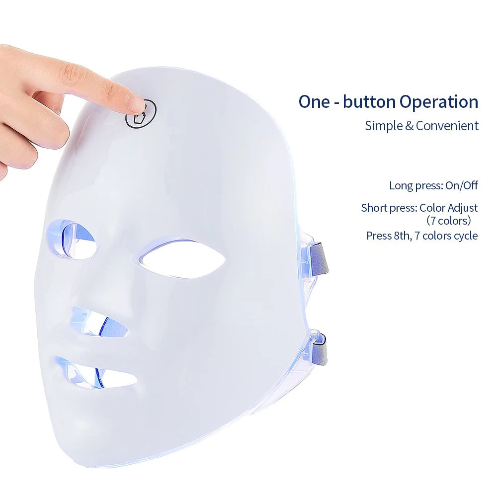 Phoenix Glow 7 Colours LED Light Facial Mask with Neck